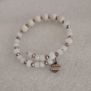 Alex and Ani Beaded Gold Wrap Bracelet Vintage Expandable Bangle  557